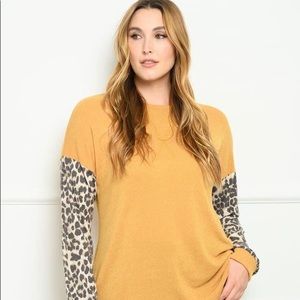 New Junior's Cute Boutique Mustard cheetah top